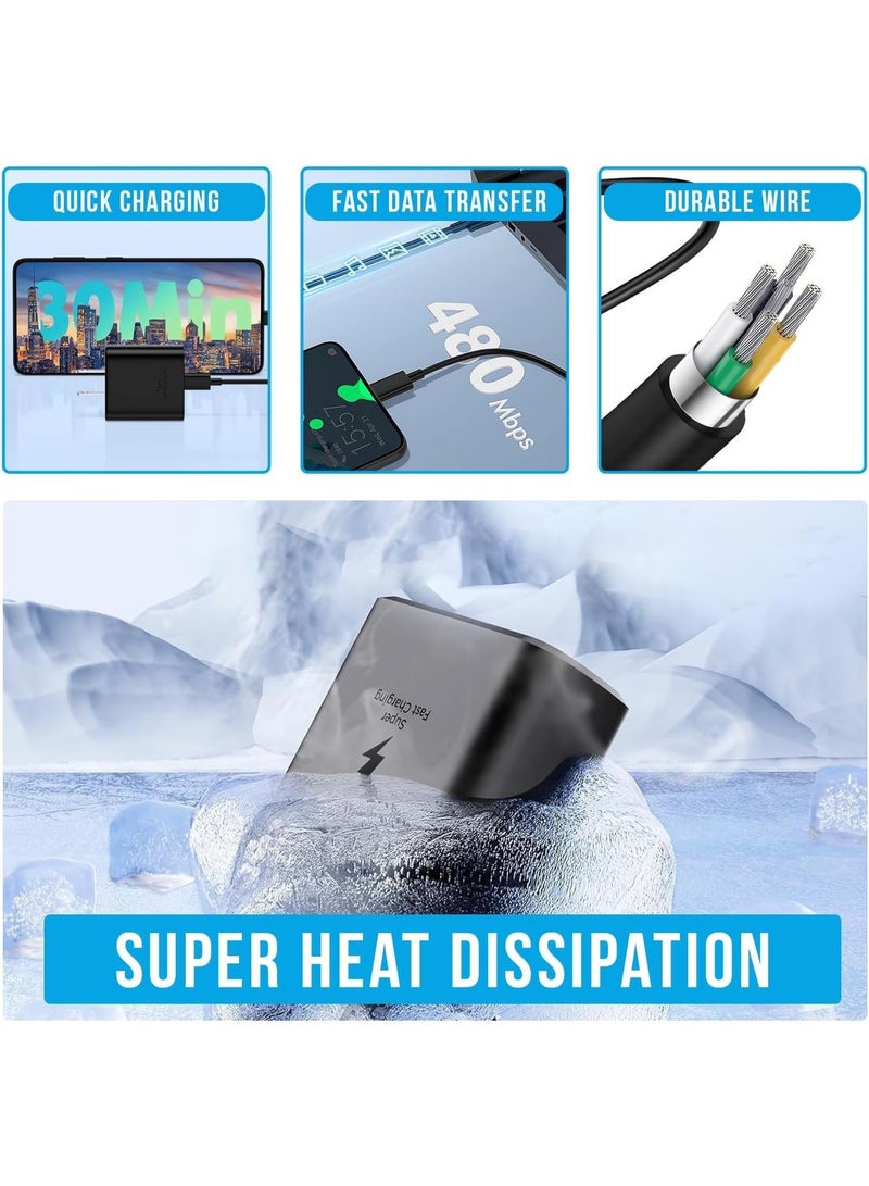 شاحن حائط 45 واط شحن فائق السرعة USB-C مع كيبل تايب سي إلى تايب سي، شاحن سريع PD لهواتف أندرويد – قابس بريطاني أسود - Image 5